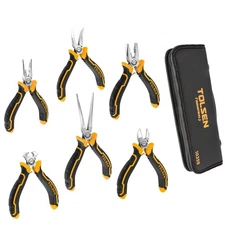 6-Piece Mini Pliers Set, Needle Nose, Diagonal, Long Nose, Bent Nose, End Cut...