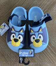 Bluey Toddler Boys Sz 9-10 Slide Sandals Blue Slip On Comfort Clogs Back Strap