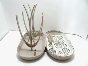 MOTHER-K Travel Baby Bottle Drying Rack Set - Cleaner Cream Mocha