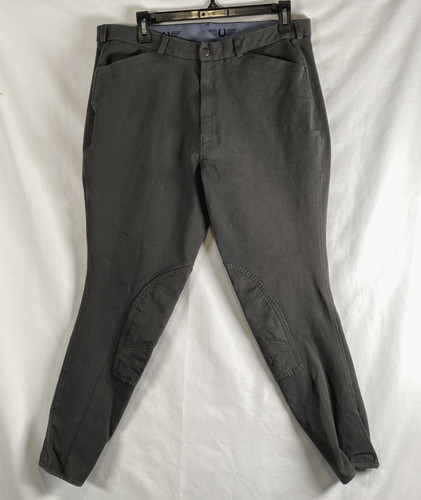 TuffRider Men's Patrol Riding Breeches Charcoal Gray Equestrian Tag 36 Fit 34x27