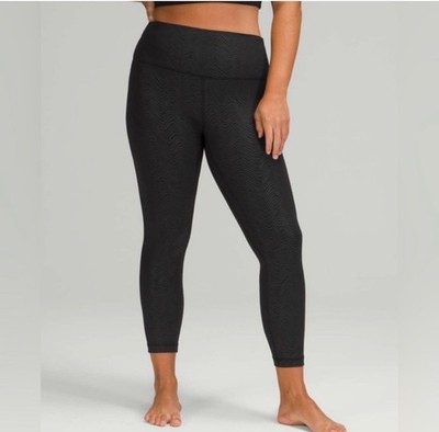 Lululemon Align High Rise Pant 25  In Aqueous Emboss Black SZ 18 EUC 