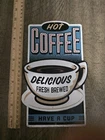 Vintage Hot Coffee Tin Sign Wall Decor Fresh Brewed Art