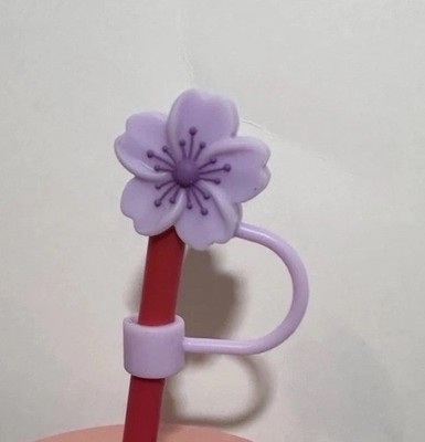 Purple Stanley Sakura cherry blossom Flower Straw cover topper