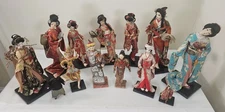 Antique Lot of (13) Sukiyo Japanese Geisha & Indian Collectible Display Dolls