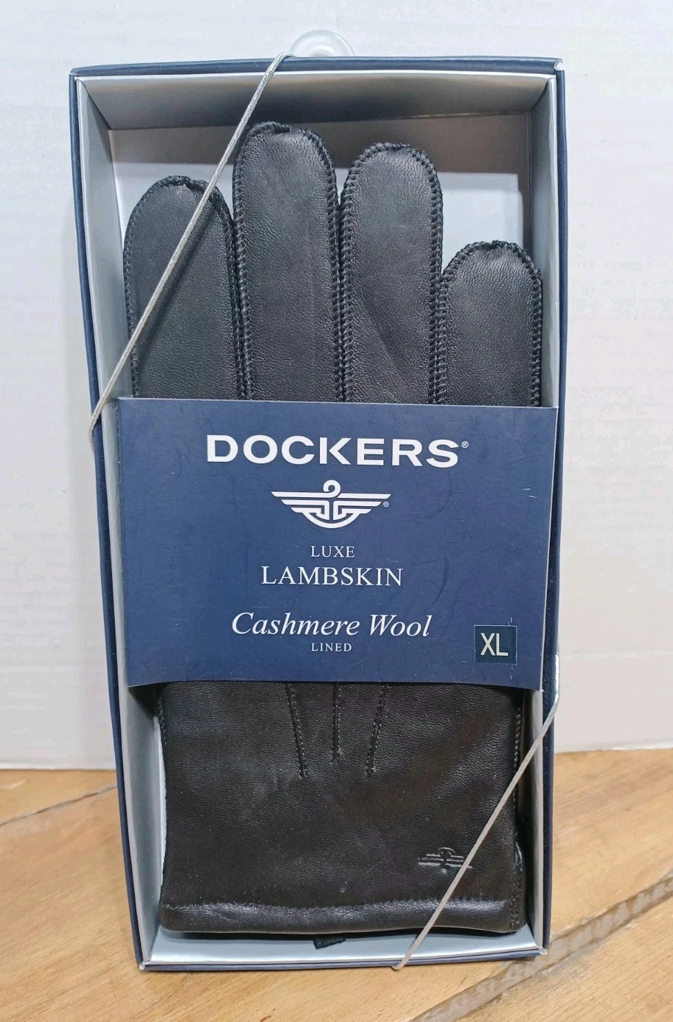 NEW Dockers Black Leather Gloves Cashmere Wool Lambskin Men's Extra Large XL
