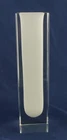 Vintage Murano Clear w/White Interior Sommerso Art Glass Block Vase 10" Tall