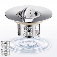 3-in-1 Flip-Cover Bathtub Drain Stopper, Muyiajou, Flush Design, Flip-Cover ...