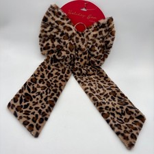 Large Leopard Print Faux Fur Holiday Bow Tree Decor Accent Festive Ribbon