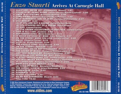 ENZO STUARTI ARRIVES AT CARNEGIE HALL NEW CD
