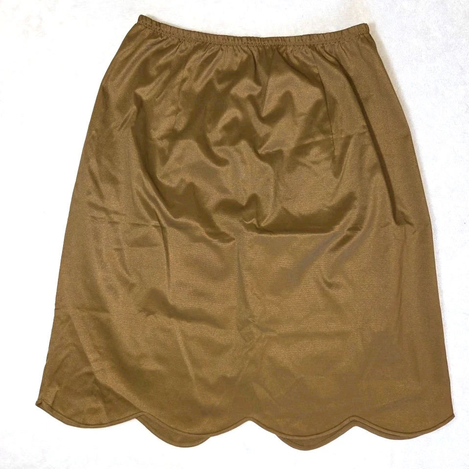 Falda De Colección Años 60 Vanity Fair Bronce Tricot Nylon Cremallera Trasera Vieira Medio Deslizamiento Talla S Foto 3 de 4