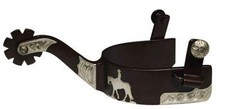 Showman Brown Steel Spurs w/ Engraved Silver Accents Horse Rider Emblem