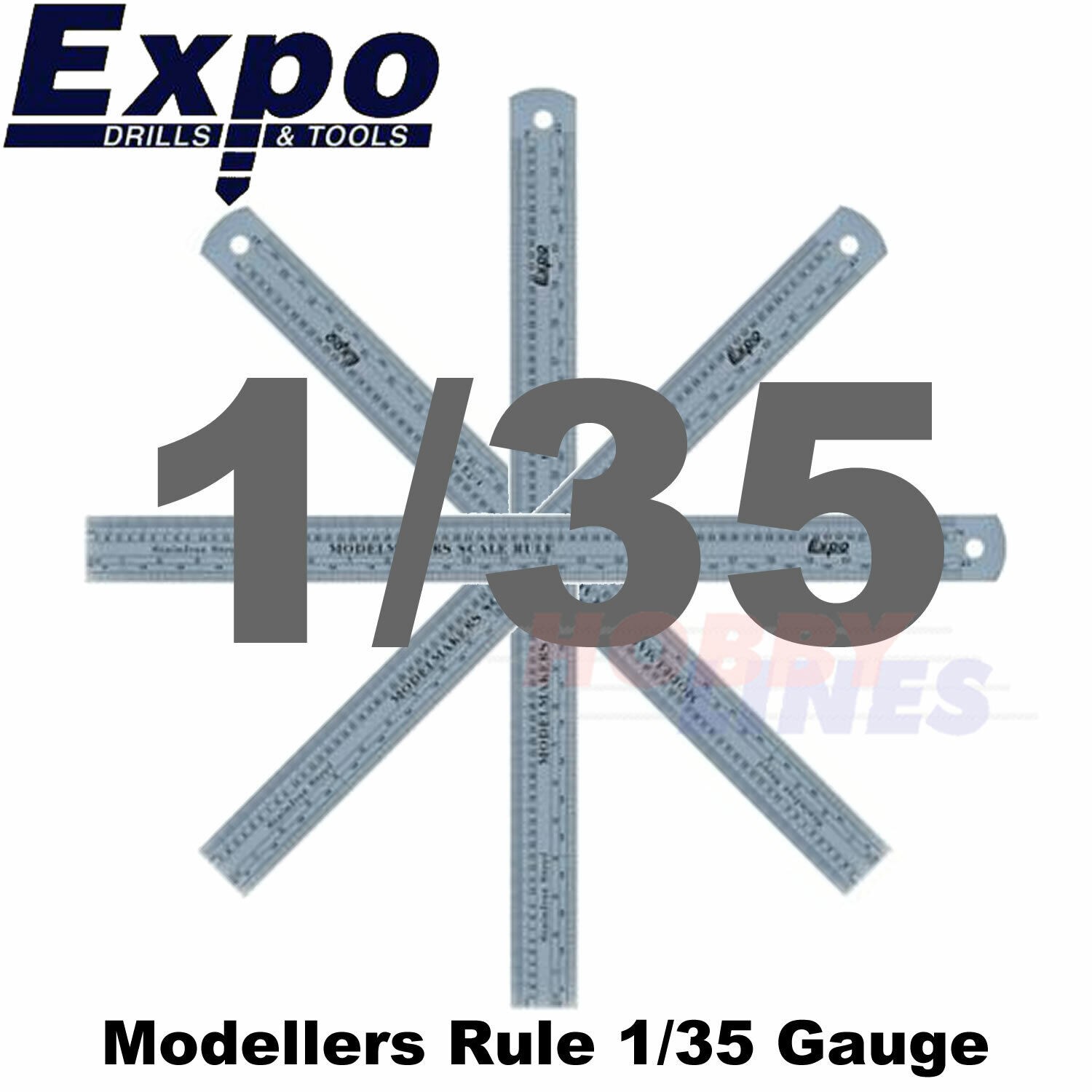 Modellers Scale Rule 1/35 12"" Metric & Imperial Stainless Steel Expo Tools 74135