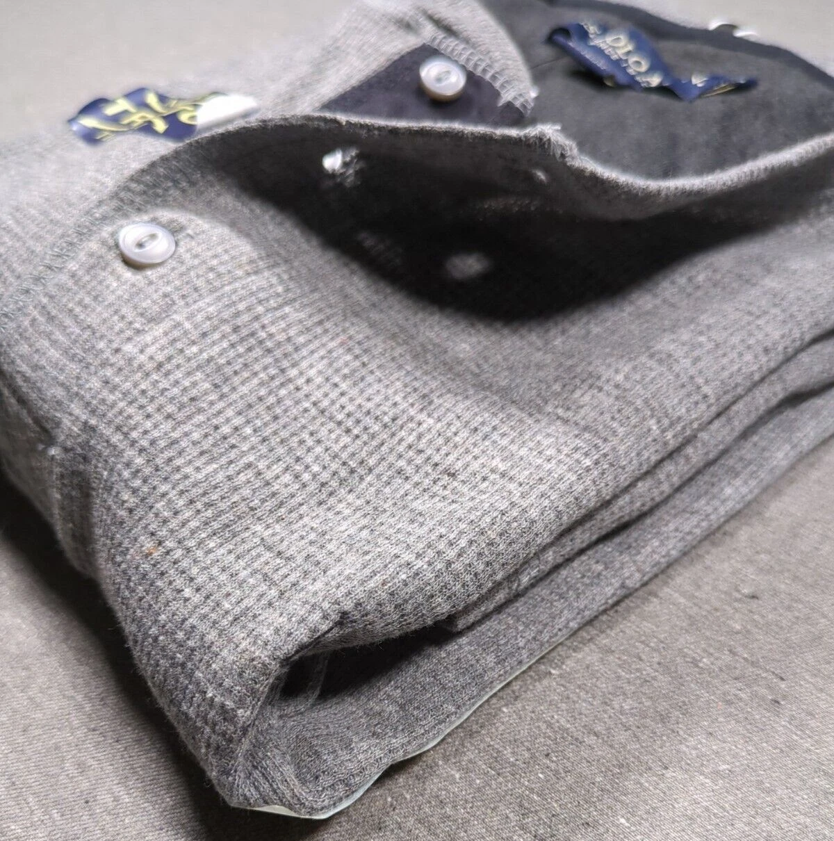 US Polo Assn Gray Waffle Knit Thermal Pullover Mens Size XXL Warm Base Layer