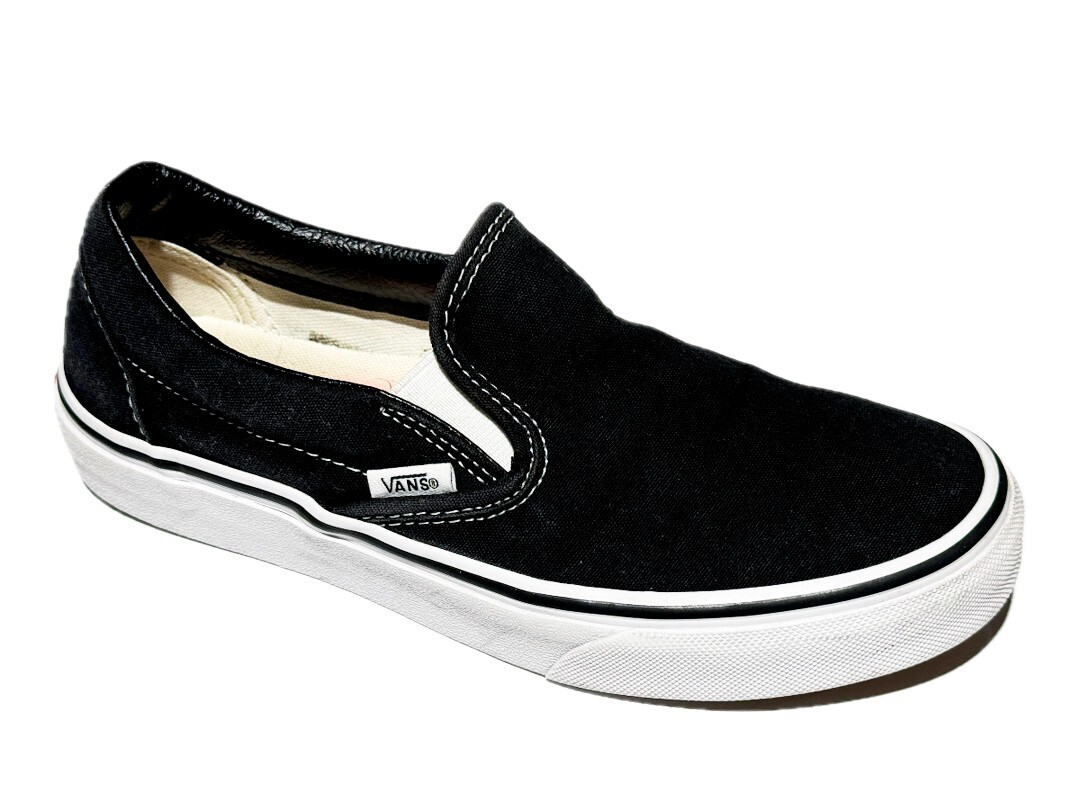 VANS Classic Black Canvas Slip-On Skate Shoes Men 5.5 Women 7-image
