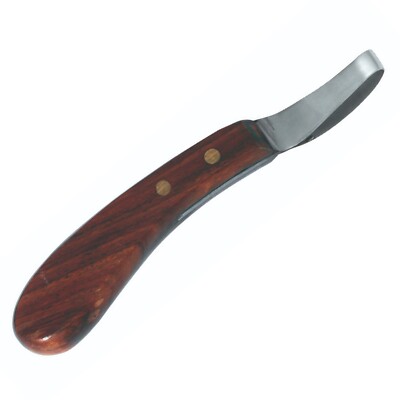 Hoof Knife Loop Oval Farrier Equine Horse Stainless Steel Blade Wooden Handle