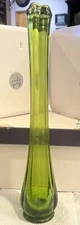 Swung Bud Vase Green Viking Glass Mid-Century Modern Art Vintage Aprox. 13.25”
