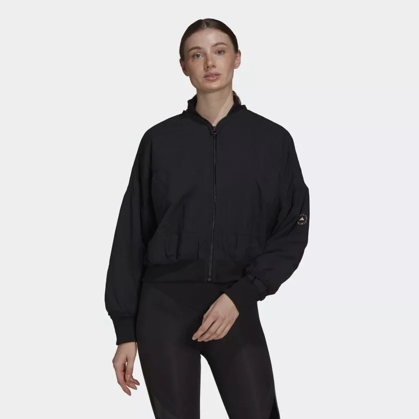 adidas Stella McCartney Bomber Jacket Full Zip Crop Puffer XS S M L Black NWT