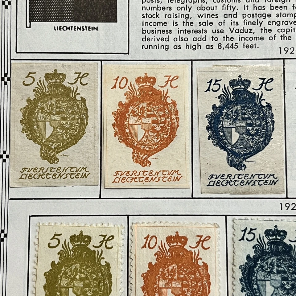 1920 LIECHTENSTEIN MINT STAMPS LOT ON ALBUM PAGE IMPERF, SETS, SHORT SETS - Image 2 of 4