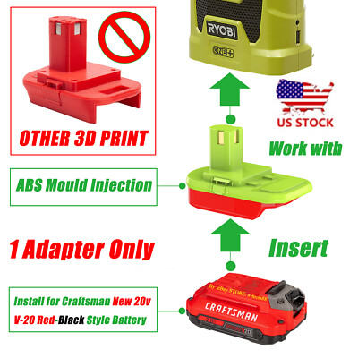 #ad 1 Adapter Fits Craftsman V 20 NEW 20v Red Style Li Ion Battery To Ryobi 18v Tool $12.74