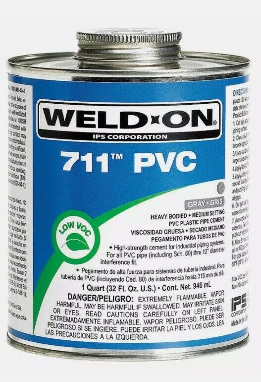 Weld-On PVC 711 Gray Hvy-Bodied Med Setting 1-Qt Glue 13974 WELD
