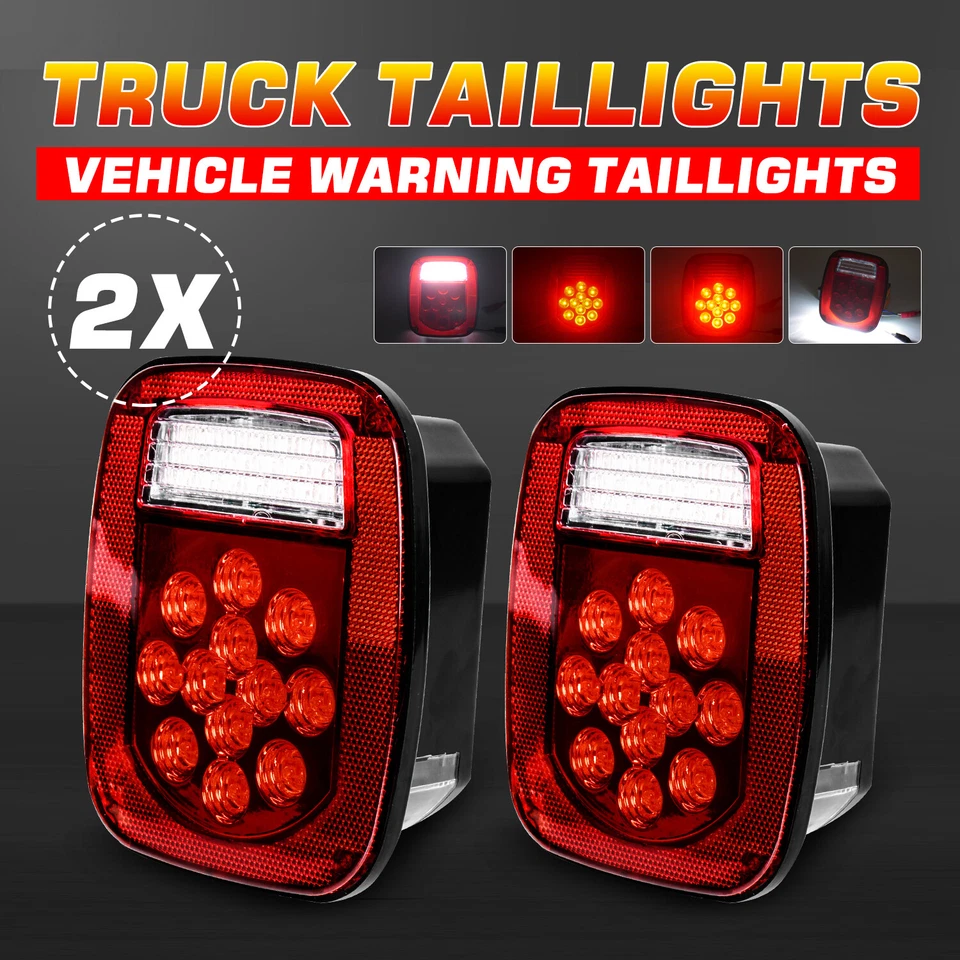 Luces traseras LED para Jeep Wrangler TJ CJ JK luces de freno traseras parada de giro reversa 2X Foto 3 de 4