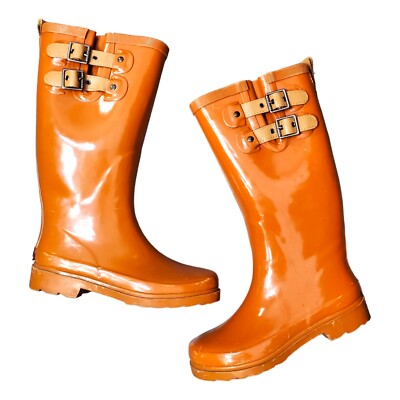 CHOOKA Boots Womens Size 6 Spice Orange Rain Rubber TOP SOLID