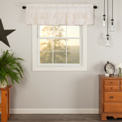 SIMPLE LIFE FLAX Antique White Ruffled Valance 16x60 VHC BRANDS COUNTRY Cottage