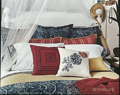 NEW RARE! PAIR Vintage RALPH LAUREN QUEEN FLAT SHEET Blue White SEYCHELLES  Batik