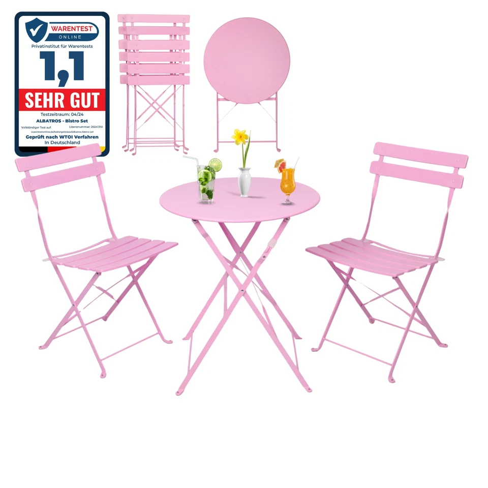 Bistroset Balkonmöbel Set 3-teilig - Bistrotisch mit 2 Stühlen - Albatros Garten