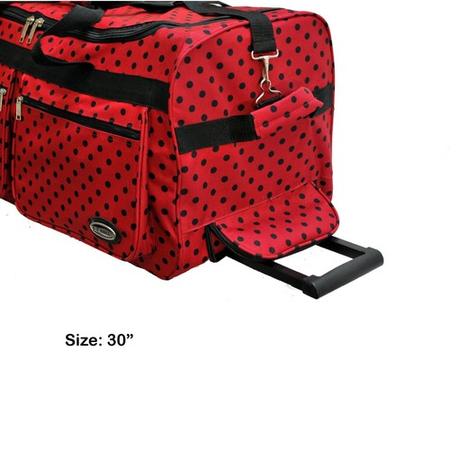 "E-Z Roll" Fashionable Polka Dots Rolling Duffle Bag Size 22"/30"/36" 3 colors - Picture 30 of 37