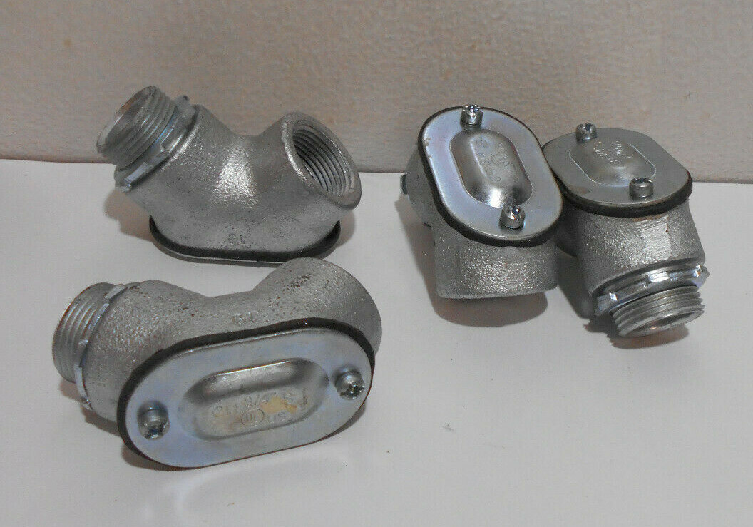 Lot of 4 EMT 90 Degree Pull Elbows 3/4