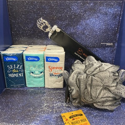 11 Piece Personal Care Set - 9 Kleenex Tissues, Back Scratcher And Body Sponge