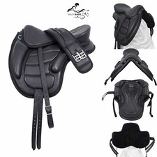 Freemax-leather-black-saddle-Treeless-saddle with Matching Girth