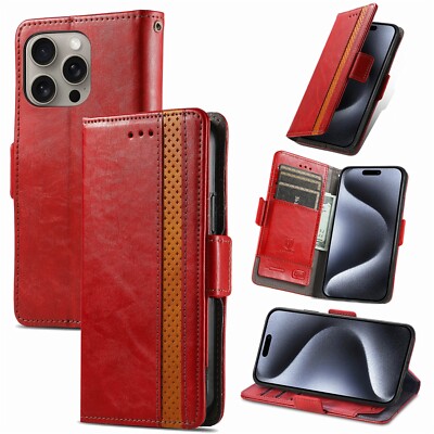 For iPhone 17 Pro Max 16 15 14 13 12 11 8 Magnetic Leather Flip Card Wallet Case