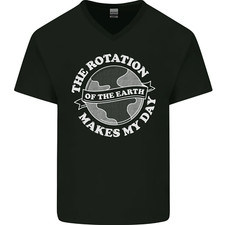 T-Shirt In Cotone A V Per Uomo Pianeti Astronomia Rotazione Della Terra