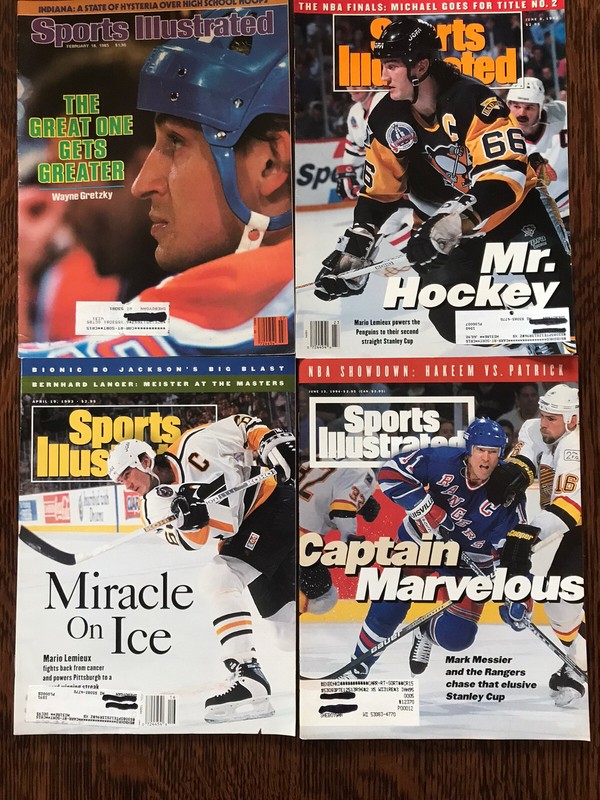 Sports Illustrated Magazine Hockey Lot, Wayne Gretzky, Mario Lemieux, Messier