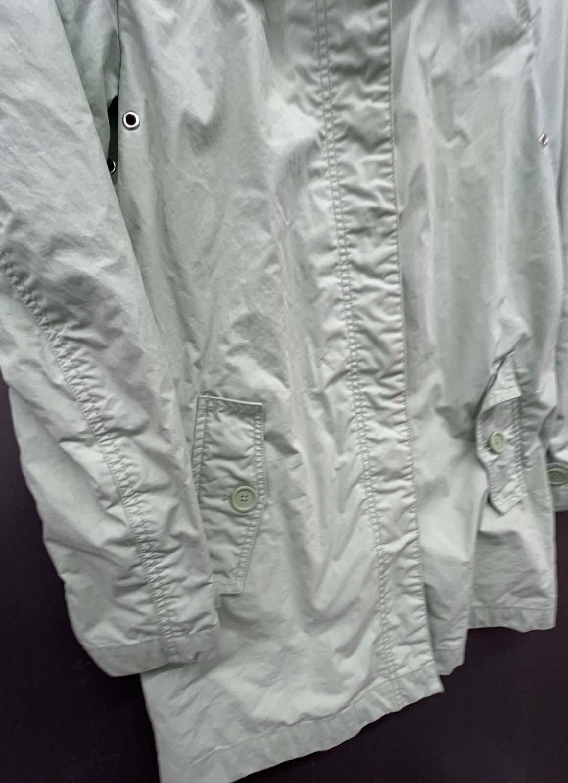 Gap Rain Trench Coat Women M Green Cotton Pockets Lined Preppy Old Money Jacket