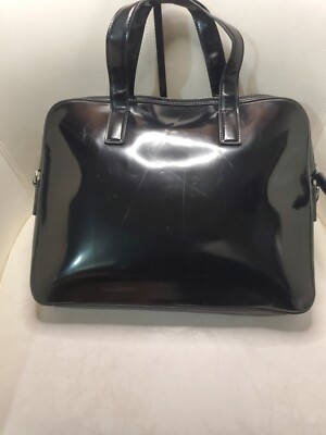 Vintage Preowned Iconic Prada Briefcase In Shiny Leather/Patent