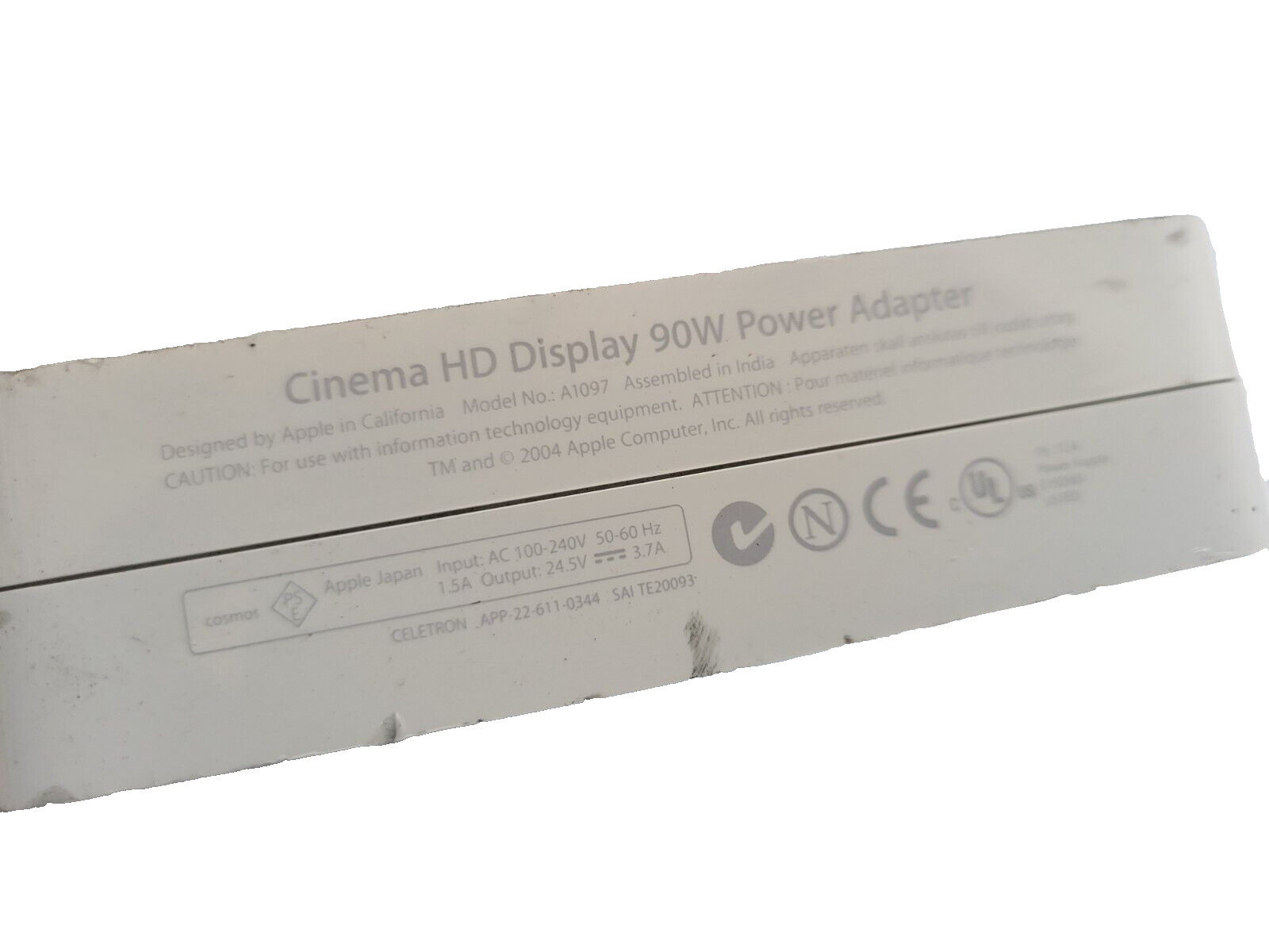 Apple A1097 Cinema 23" HD Display 90W Power Supply AC Adapter