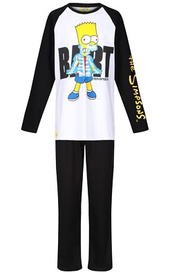 Boys Pyjamas Bart Simpson Long Sleeve Long Leg Sleep Night Wear