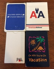 Lot Of 4 Airline Playing Cards United Airlines American Airlines JAL ATA