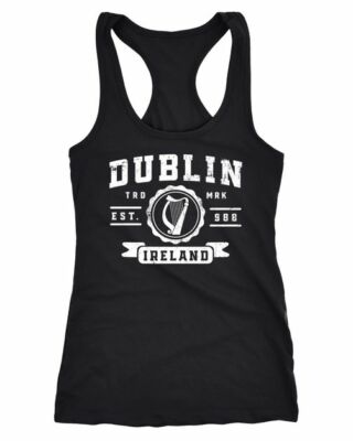 Ladies Tank Top Dublin Ireland Retro Design Print Print Font Racerback