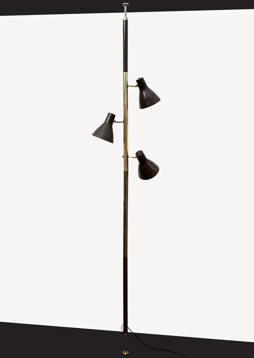 Vintage 1960s brown metal tension pole lamp United States