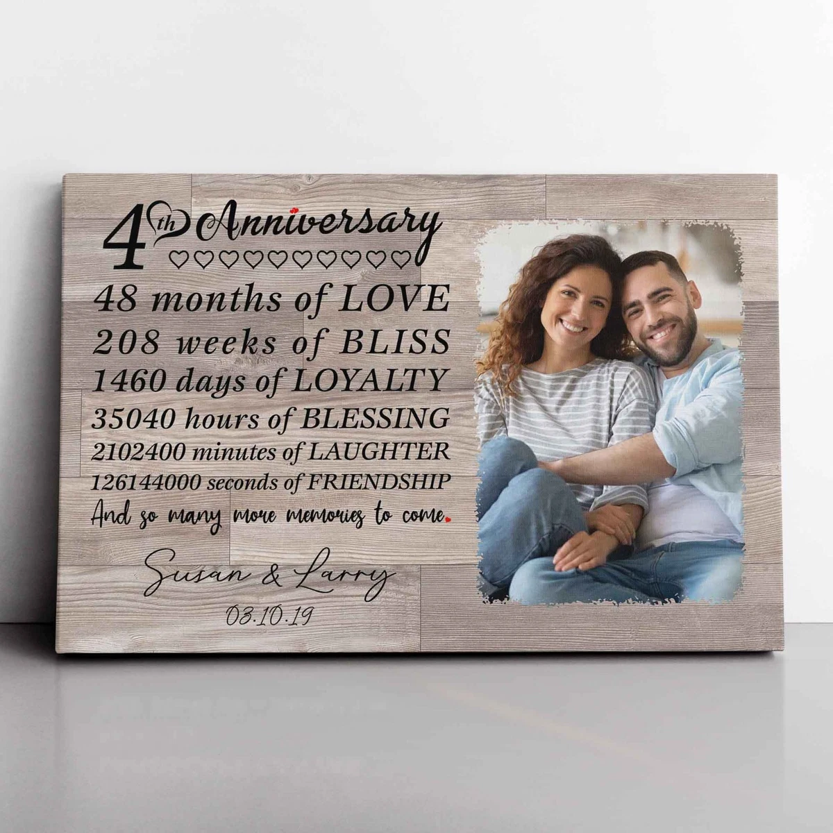 Personalized Picture Frames 4th 4 Year Wedding Anniversary Gifts