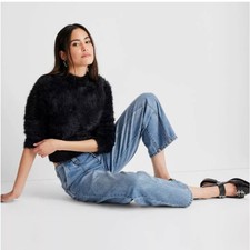 Future Collective Mid-Rise Barrel Leg Ankle Jeans Blue Medium Wash 8 NWT