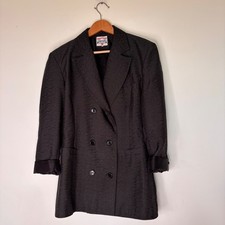 Vintage Contempo Casuals Black Double Breasted 1980 1990 Silk Blazer Size 12