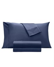 Aria Egyptian 500 Thread Count Cotton 4 Pc Sheet Set, King - Navy/Gray Violet