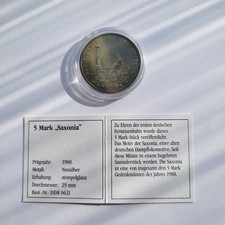 DDR Gedenkmünze 5 Mark 1988 A Ferneisenbahn Lokomotive SAXONIA Münze Sammler 