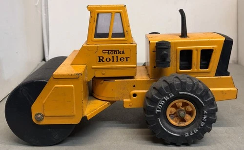 Vintage Tonka Mighty Steam Roller Truck XMB-975 Orange/Yellow