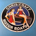 Vintage Chris Craft Sign - Motor Boats Porcelain Gas Pump Plate Sign
